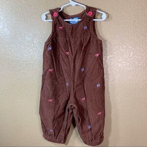 ‎Cre8ions toddler girl brown horse print jumpsuit